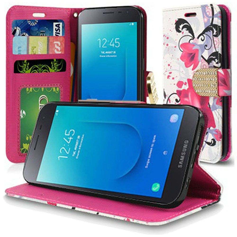GSA Lily Flip Wallet Case For Samsung Galaxy J2/J2 Core - White/Pink