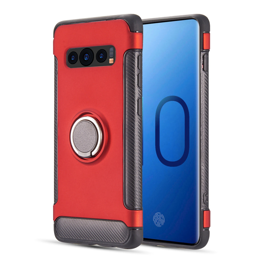 GSA Anti-Slip Hybrid Case w/Magnetic Ring for Samsung S10 (6.1") - Red