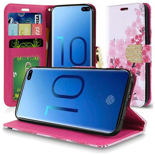 GSA Fashion Flip Wallet Case for Samsung Galaxy S10 Plus (6.4") - Cherry Blossom