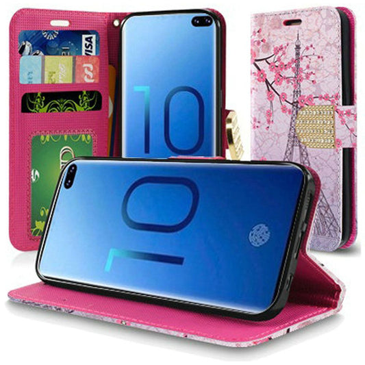 GSA Fashion Flip Wallet Case for Samsung Galaxy S10 Plus (6.4") Vintage Eiffel Tower