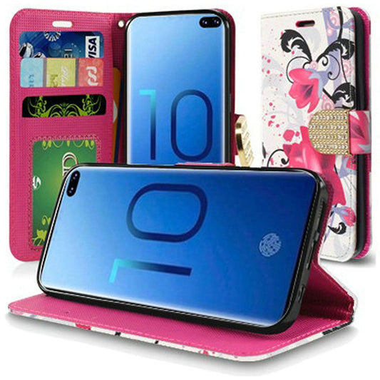 GSA Fashion Flip Wallet Case for Samsung Galaxy S10 Plus (6.4") - Purple Lily