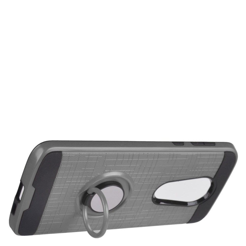 GSA Brushed Case w/Ring for Motorola Moto G7 Power & Supra - Gray Black