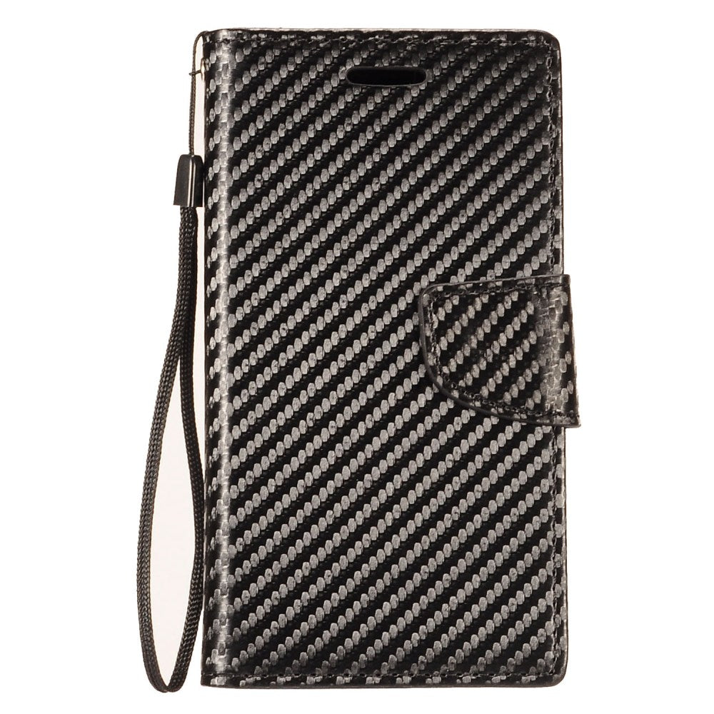 GSA Carbon Fiber Flip Wallet Case for Motorla Moto G7 Play - Black