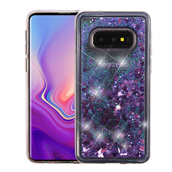 MyBat Liquid Glitter Candy Case for Samsung S10e (5.8") - Purple Hearts