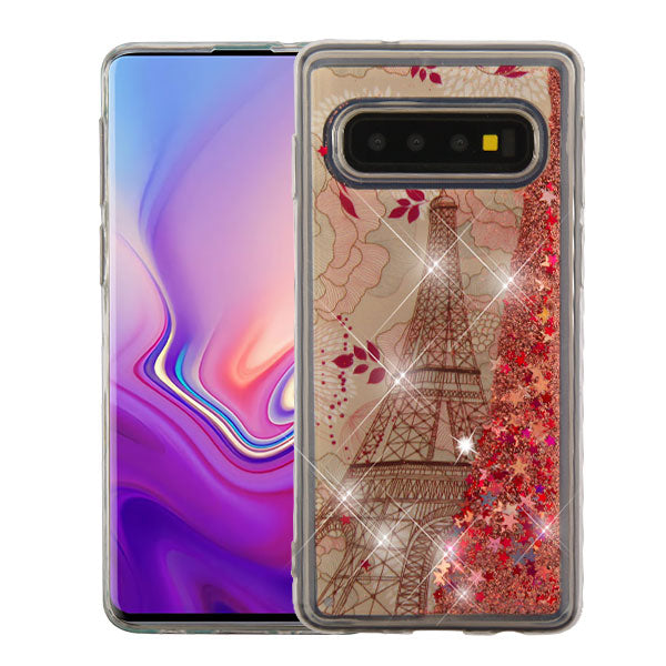 MYbat Liquid Glitter Eiffel Tower Case for Samsung S10 (6.1") - Rose Gold