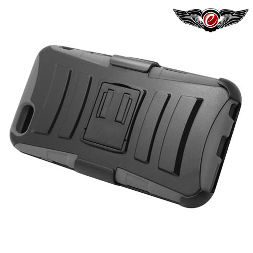 GSA Hybrid Stand/Belt Clip Holster Case For iPhone 6 Plus & 6S Plus (5.5") Gray/Black