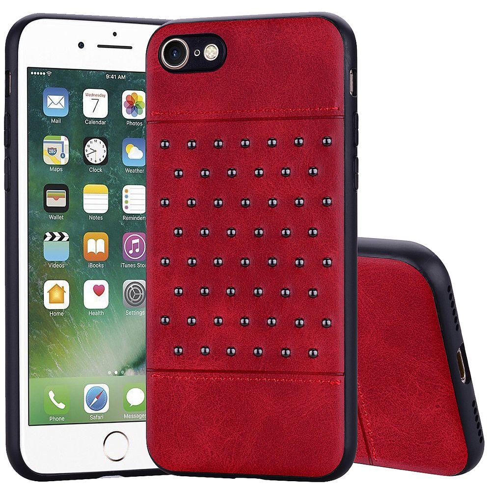 GSA Luxury Hybrid Rivet Case For iPhone SE (2020), 8 & 7 - Red