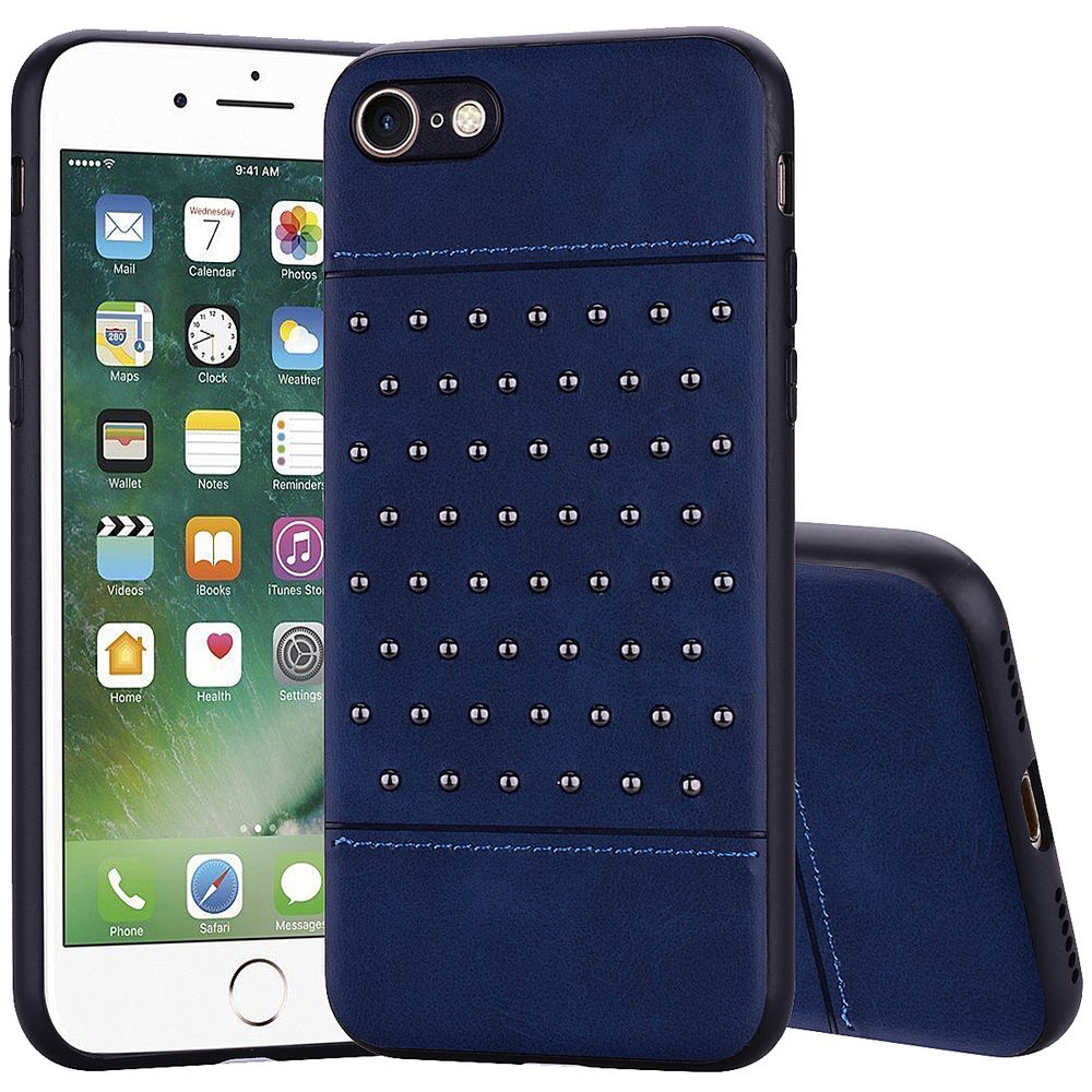 GSA Luxury Hybrid Premium Rivet Case For iPhone SE (2022-20), 8 & 7 (4.7") Blue