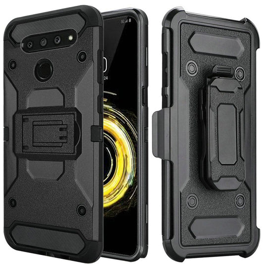 GSA Rugged Holster Case w/Kickstand for LG V50 ThinQ - Black