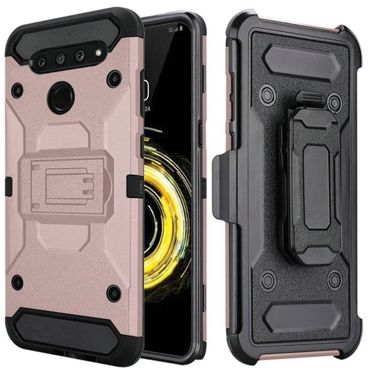 GSA Tough Holster Case Kickstand for LG V50 ThinQ - Rose Gold/Black
