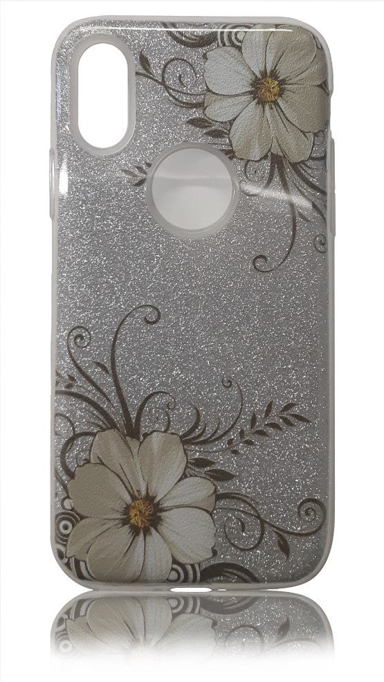 GSA Fancy Daisy Candy Glitter Case For iPhone X & XS (5.8") - Silver