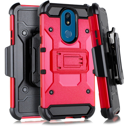 GSA Tough Holster Case w/Kickstand for LG K40, Harmony 3 - Red Black