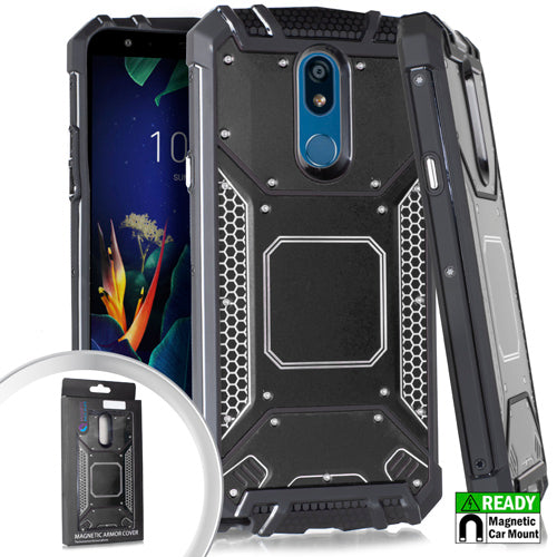 Emax Screw Metal Jacket Hybrid Case for LG K40, Harmony 3, Xpression Plus 2 (2019), Solo - Black