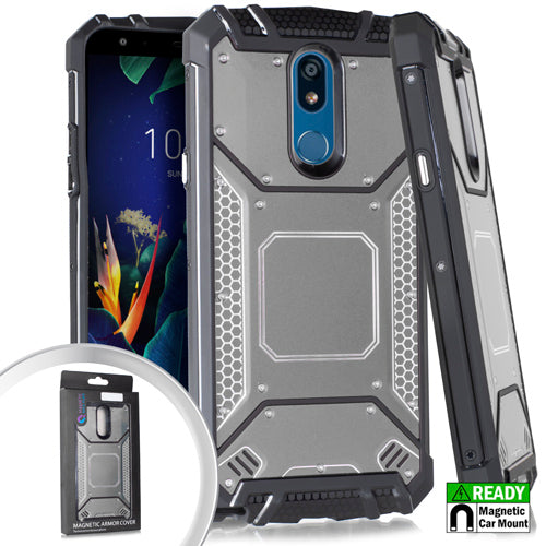 Emax Screw Metal Jacket Hybrid Case for LG K40 - Gray/Black