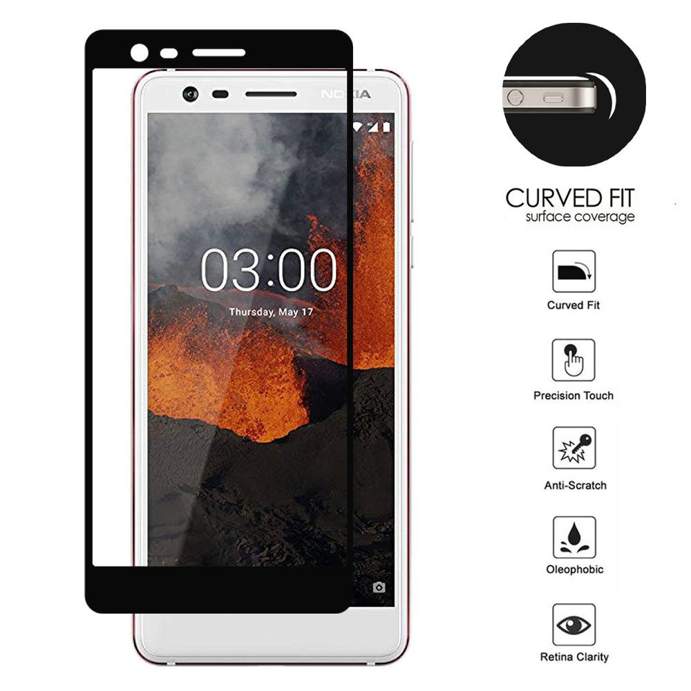 GSA Black Edged Tempered Glass Screen Protector for Nokia 3.1C - Black