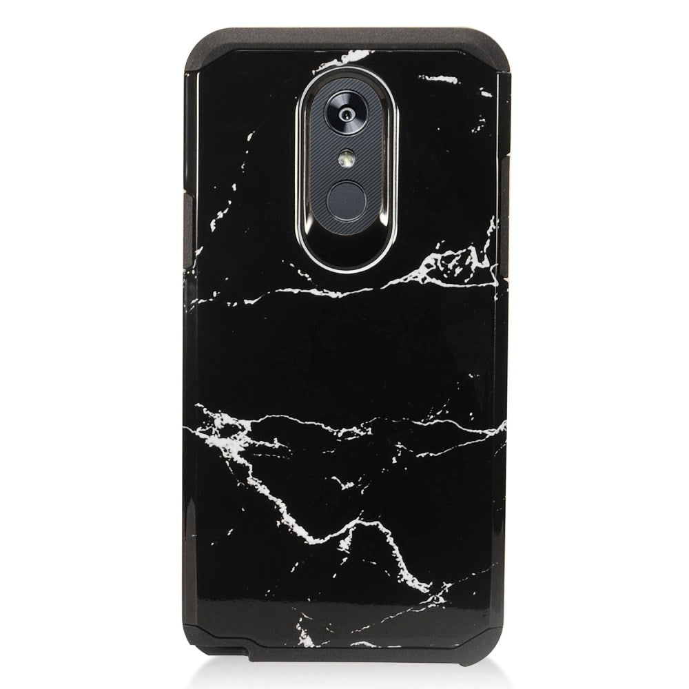 GSA Marble Hybrid Case For LG Stylo 5, LM-Q720 - Black Marble