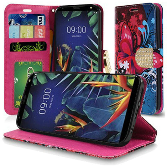 GSA Fashion Leather Flip Wallet Case for LG K40 - Butterfly Bliss