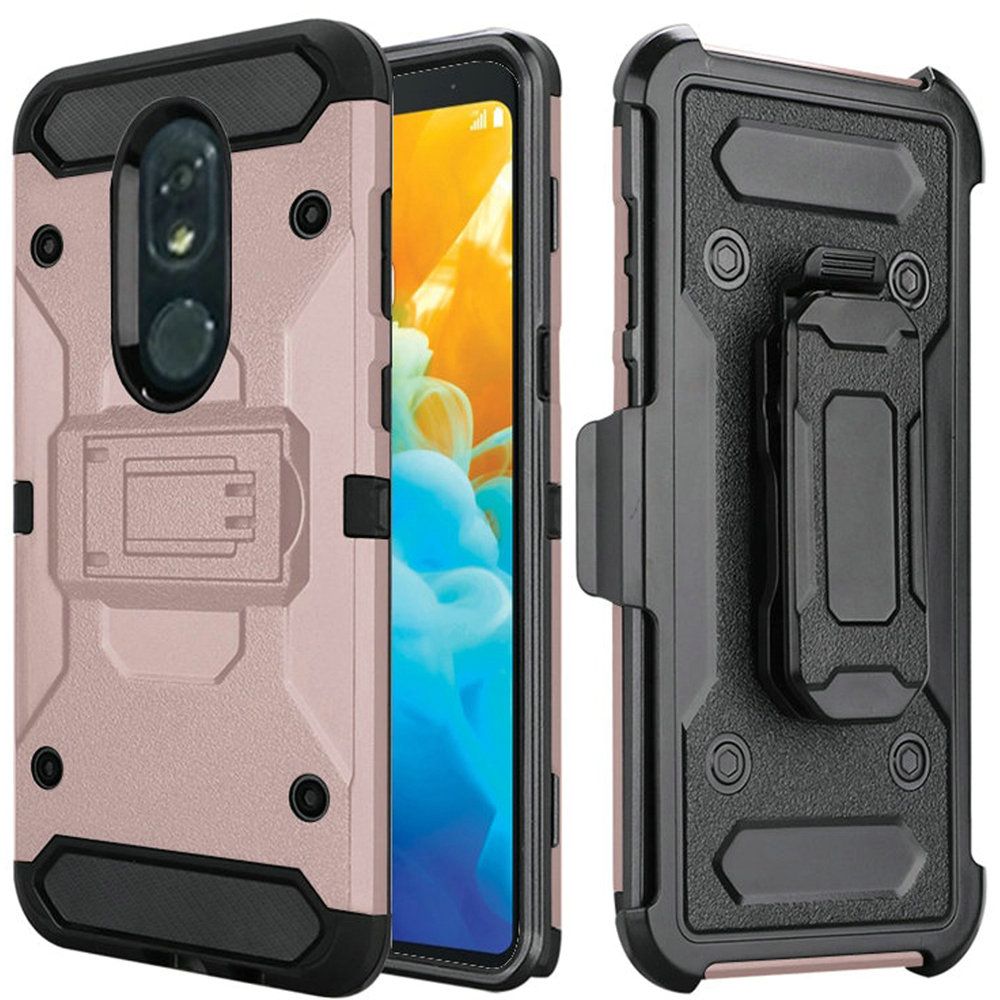 GSA Robust Rugged Hybrid Kickstand Case Holster For LG Stylo 5 - Rose Gold