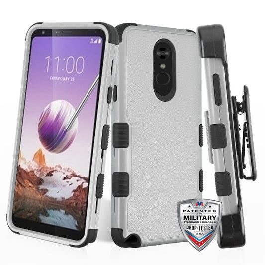 GSA Natural Tuff Grade Hybrid Case w/Holster For LG Stylo 5 -Gray Black
