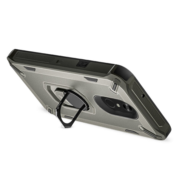 GSA Brigade Hybrid Case w/Ring Stand For LG Stylo 5 - Dark Gray/Black