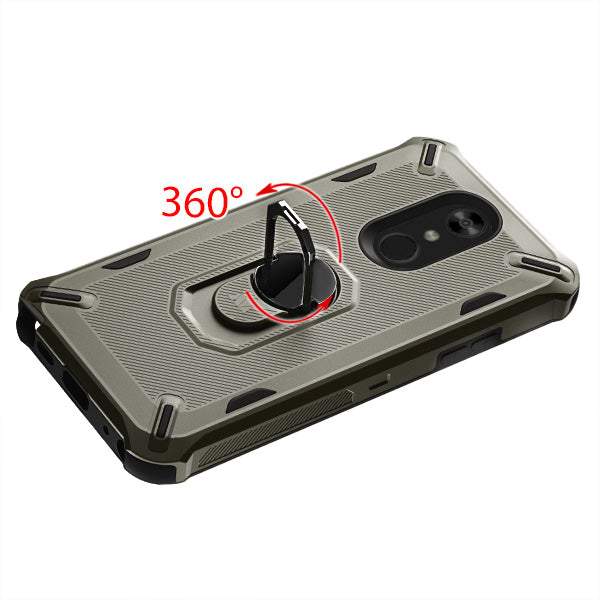 GSA Brigade Hybrid Case w/Ring Stand For LG Stylo 5 - Dark Gray/Black