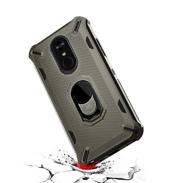 GSA Brigade Hybrid Case w/Ring Stand For LG Stylo 5 - Dark Gray/Black