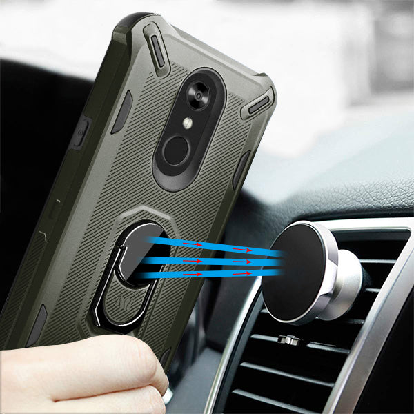 GSA Brigade Hybrid Case w/Ring Stand For LG Stylo 5 - Dark Gray/Black