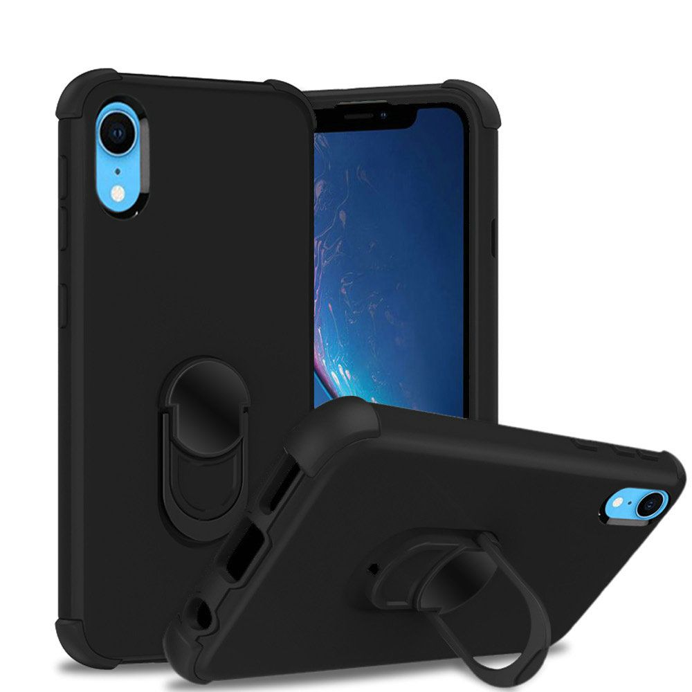 GSA King Ring Hybrid Case Raised Edges For iPhone XR (6.1") - Black