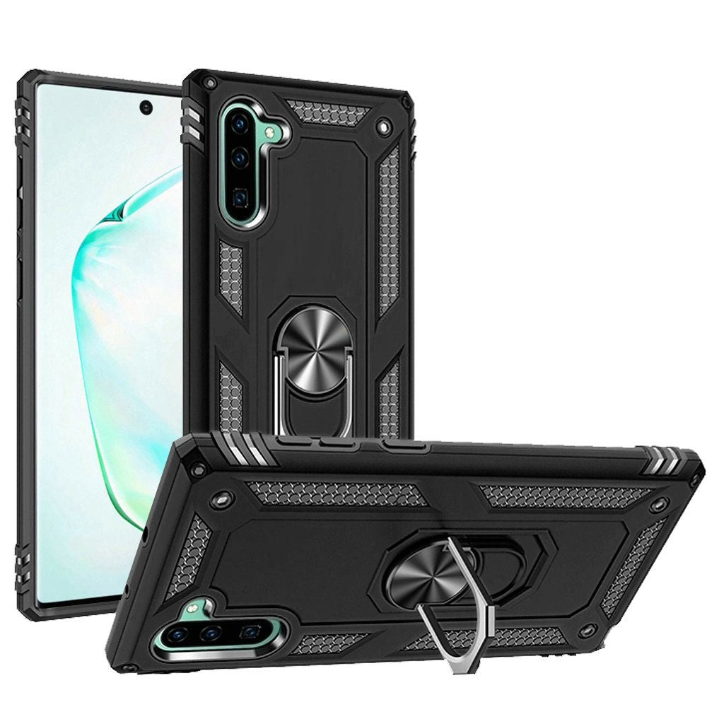 GSA Slim Shockproof Case w/Ring Stand for Samsung Note 10 (6.3") - Black