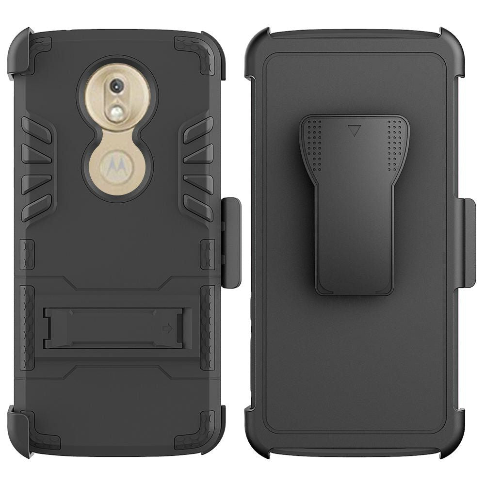 GSA Tough Hybrid Holster Case w/Kickstand for Moto G7 Play, XT1952 Black