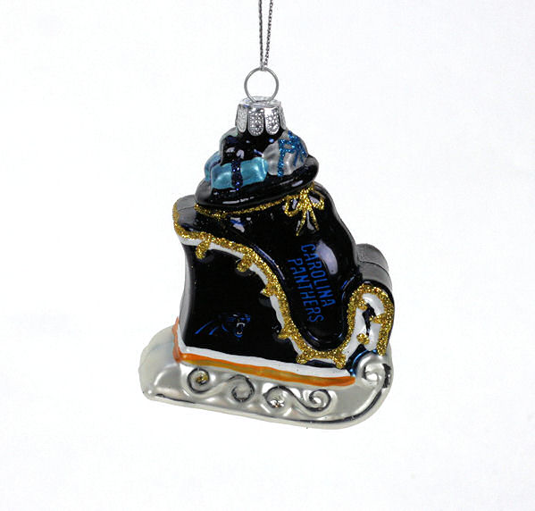Topperscot NFL Carolina Panthers Blown Glass Sleigh Ornament