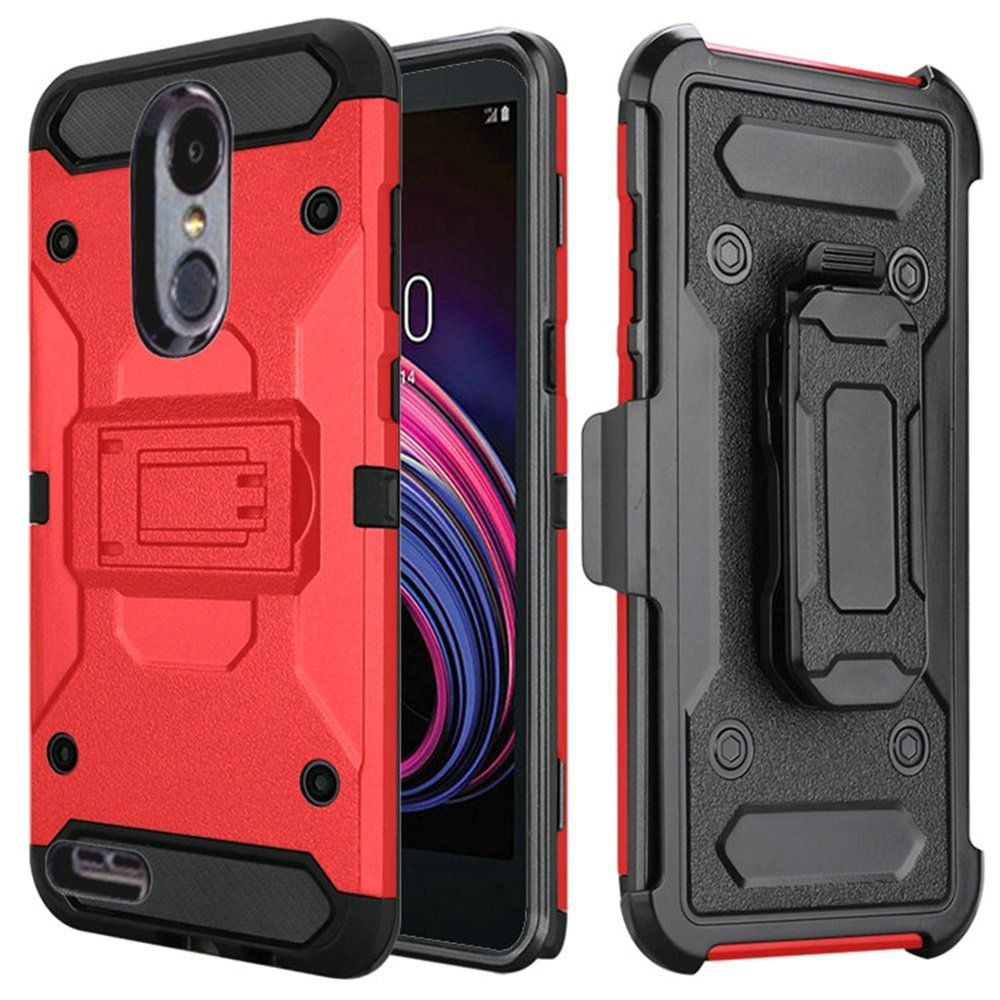 GSA Robust Rugged Hybrid Kickstand Case Holster For LG Aristo 2, 3, 2 Plus, 3 Plus- Red/Black