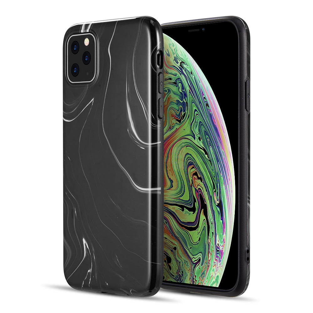 GSA Milky Marble Collection Candy Case For iPhone 11 Pro Max (6.5") -Black Swirl