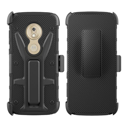 GSA Hybrid Holster Case w/Kickstand for Motorola Moto G7 Play, XT1952 - Black