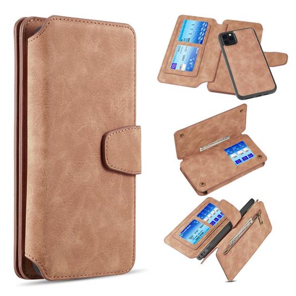 GSA Magnetic Detachable Flip Wallet Case For iPhone 11 Pro (5.8") - Brown