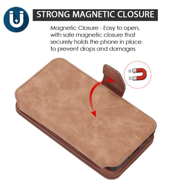 GSA Magnetic Detachable Flip Wallet Case For iPhone 11 Pro (5.8") - Brown