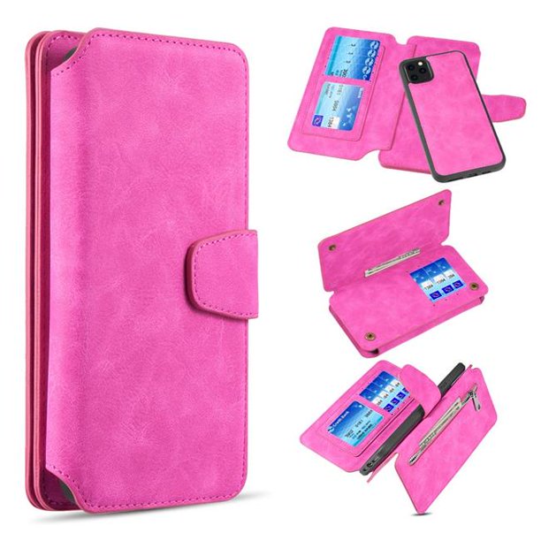 GSA Luxury Leather Flip Wallet Case For iPhone 11 Pro (5.8") - Hot Pink