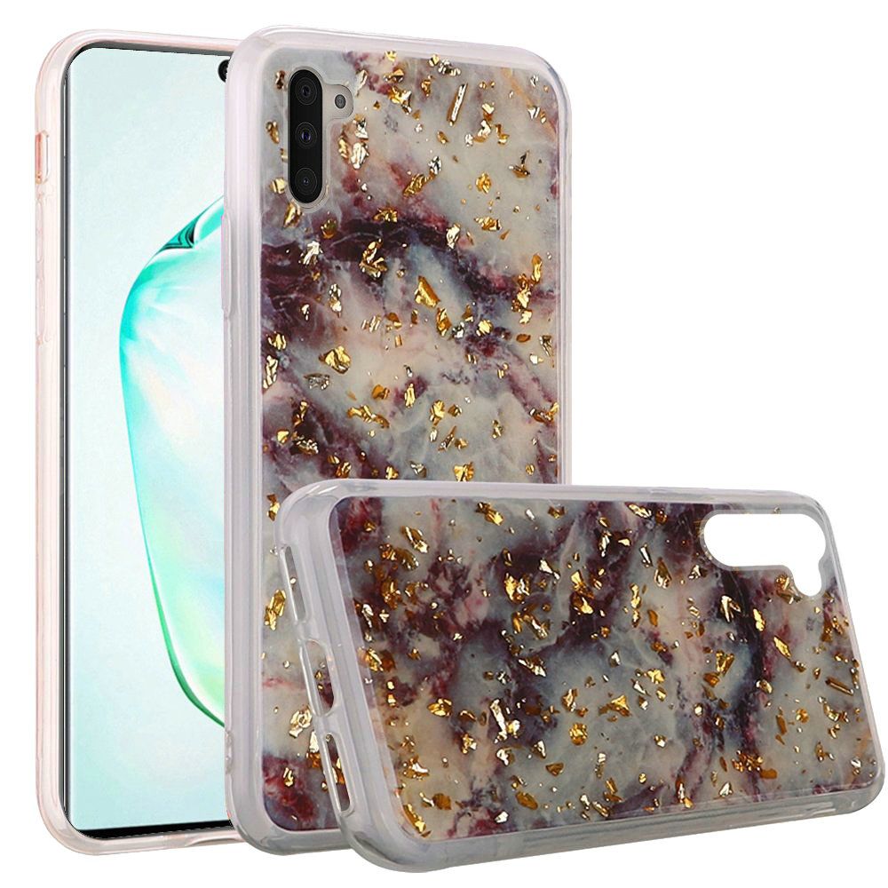 GSA Gold Flake Marble Candy Case for Samsung Galaxy Note 10 (6.3") - Purple