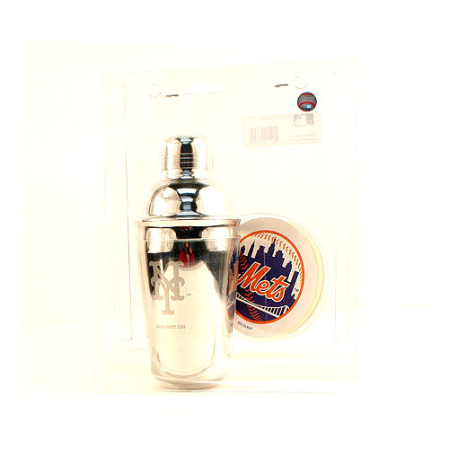BB MLB New York Mets Martini Shaker & 8 card Board Coaster Set