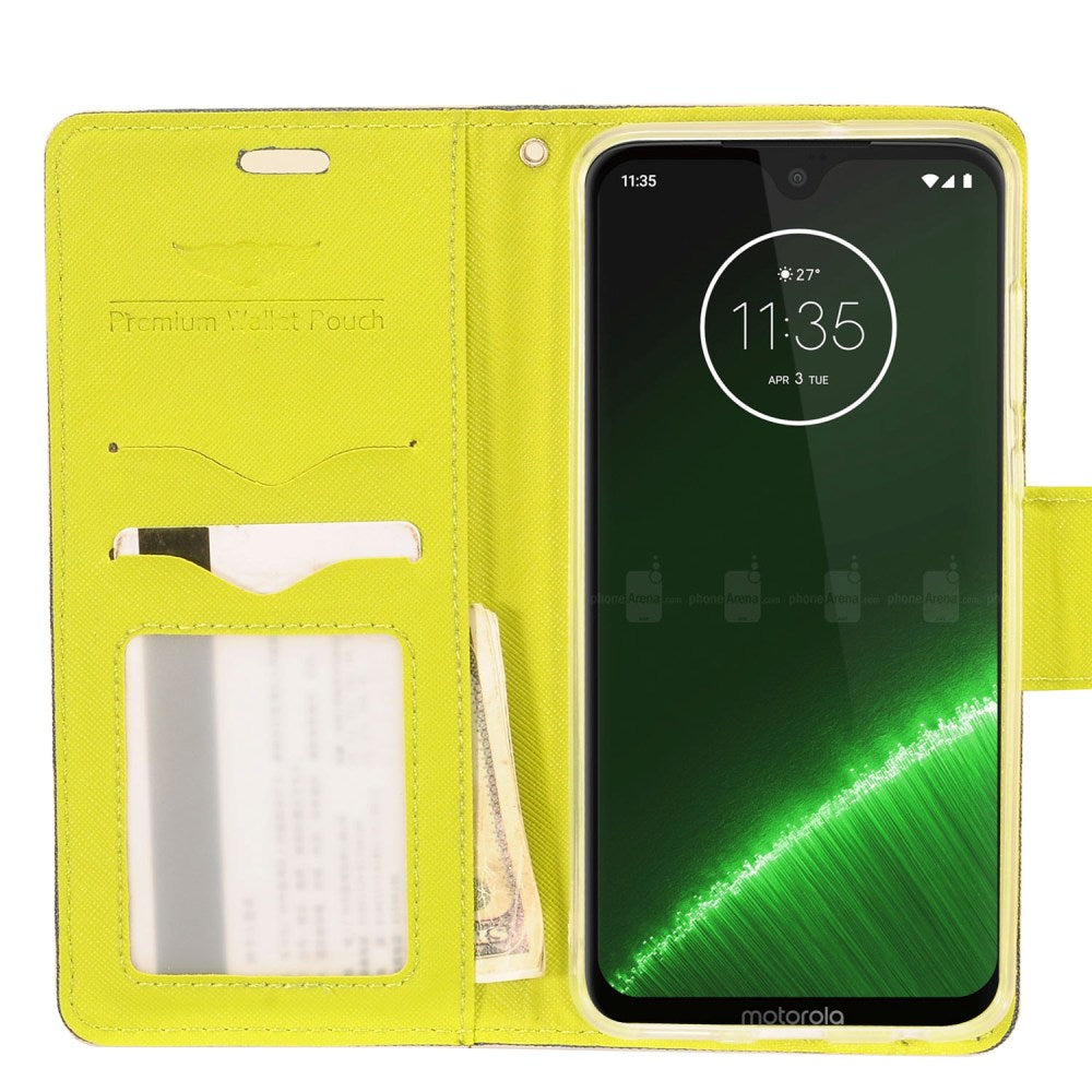 GSA Two-Tone Denim Flip Wallet Case for Moto G7 Plus - Blue/Green