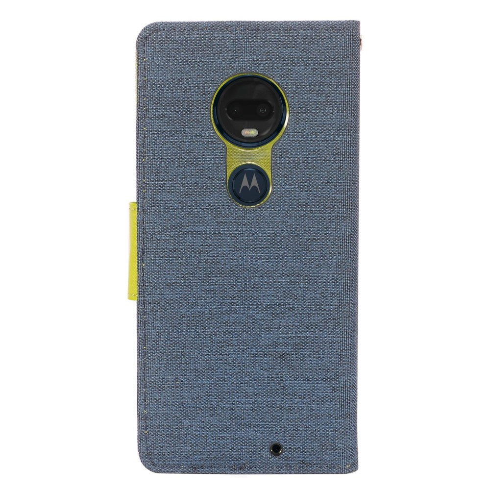 GSA Two-Tone Denim Flip Wallet Case for Moto G7 Plus - Blue/Green