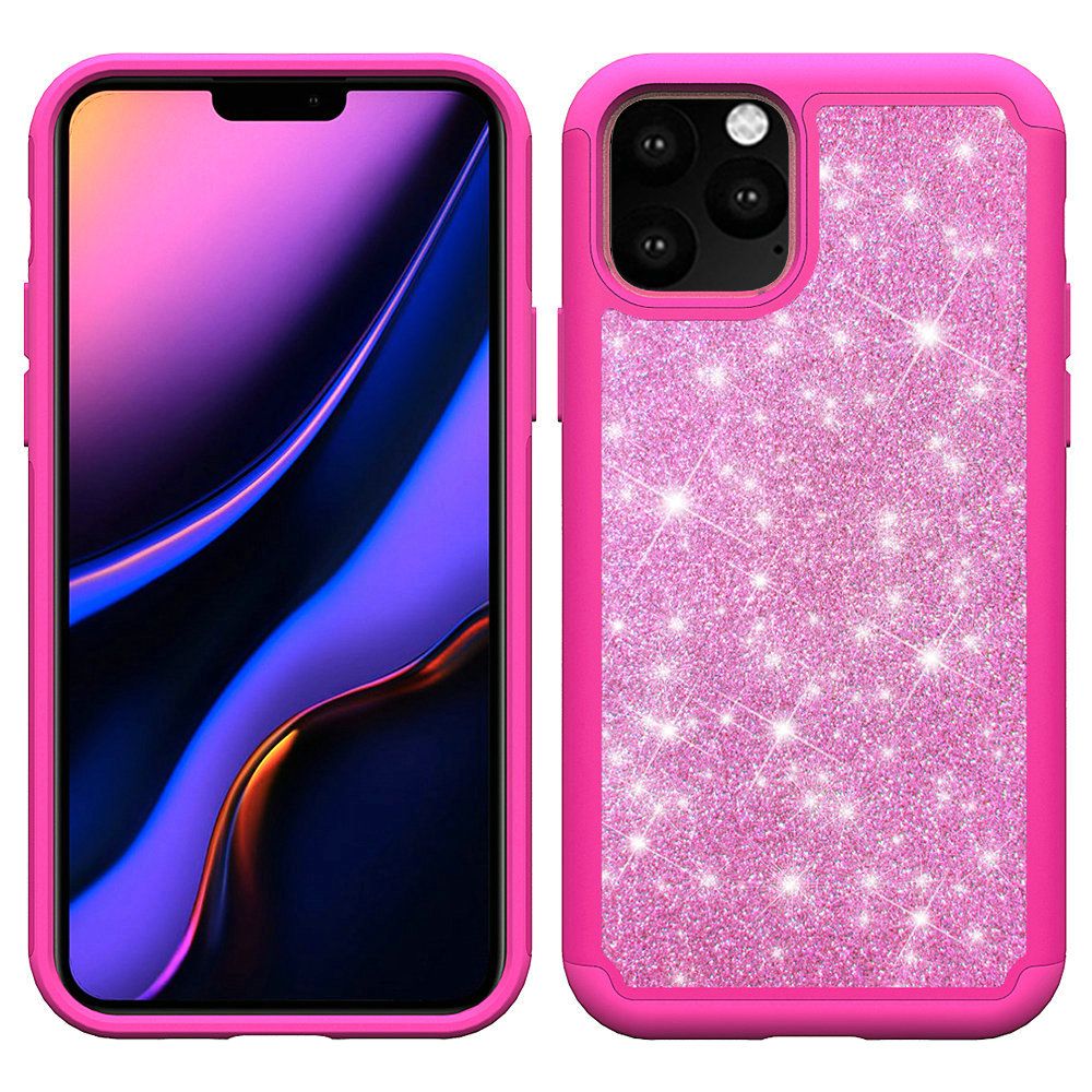 GSA Glitter Bling Tough Hybrid Case For iPhone 11 PRO (5.8") - Hot Pink & Hot Pink