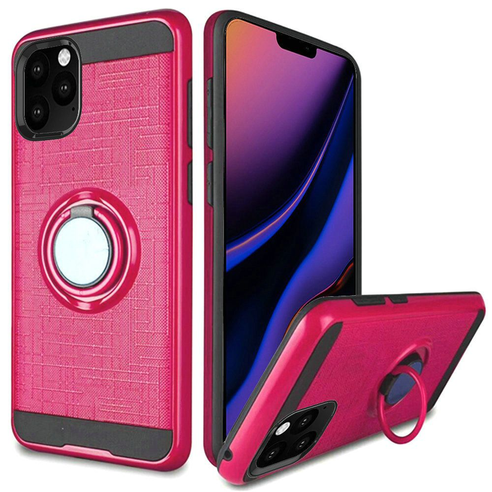 GSA Brushed Hybrid Case Ring Stand for iPhone 11 Pro (5.8") - Hot Pink