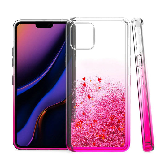 GSA Liquid Glitter Gradient Candy Case For iPhone 11 Pro MAX (6.5") - Clear/Hot Pink