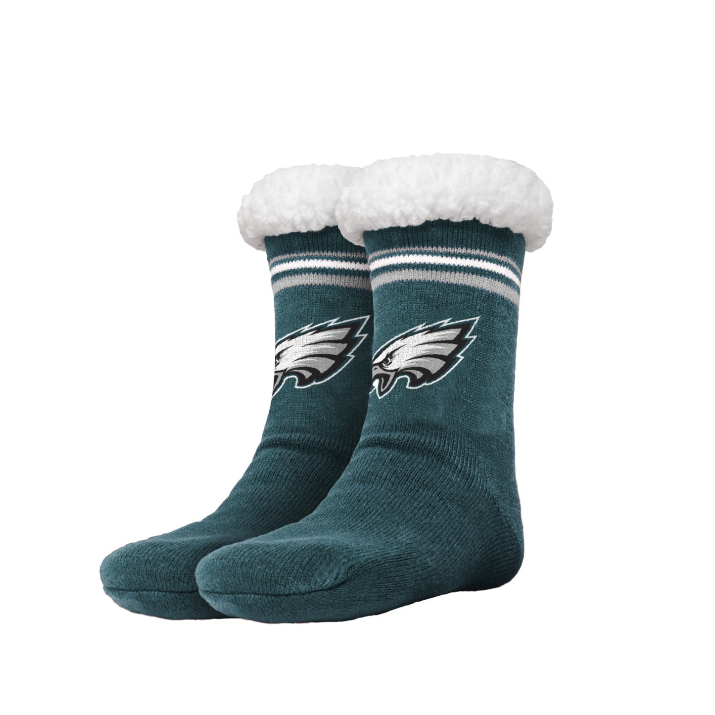 FOCO NFL Philadelphia Eagles Solid Stripe Logo Footy Slippers Non-Skid Bottom