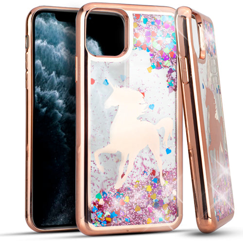 EMAX Liquid Glitter Unicorn Candy Case For iPhone 11 Pro Max (6.5") - Rose Gold
