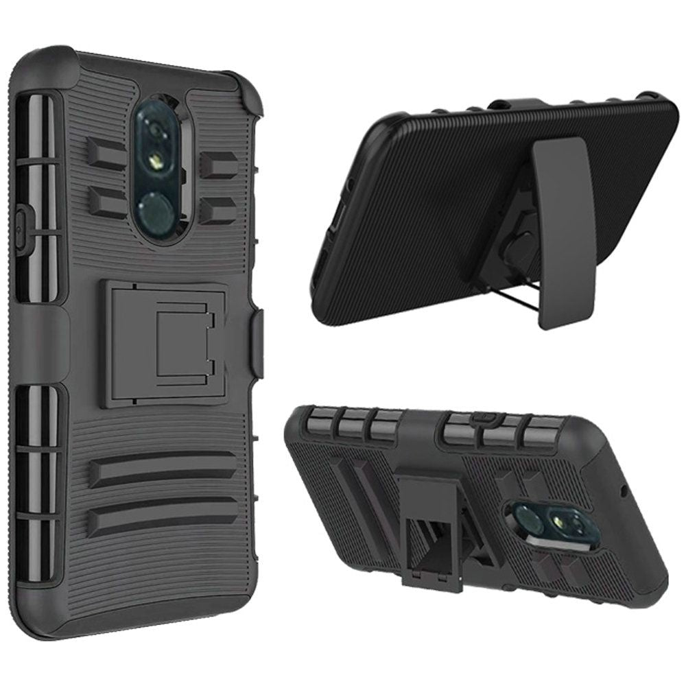 GSA Rubberized Kickstand Case w/Holster For LG Stylo 5 - Black