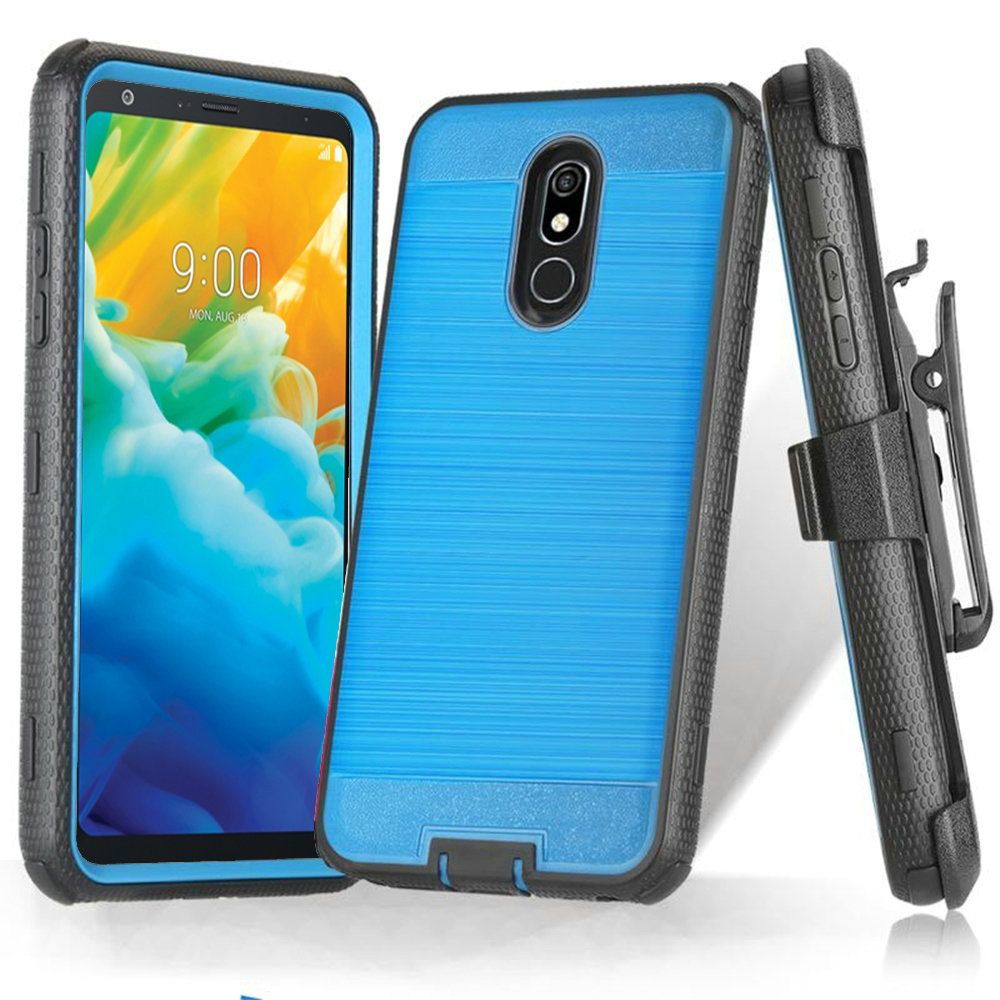 GSA Brushed Hybrid Case w/Holster For LG Stylo 5 Blue Black