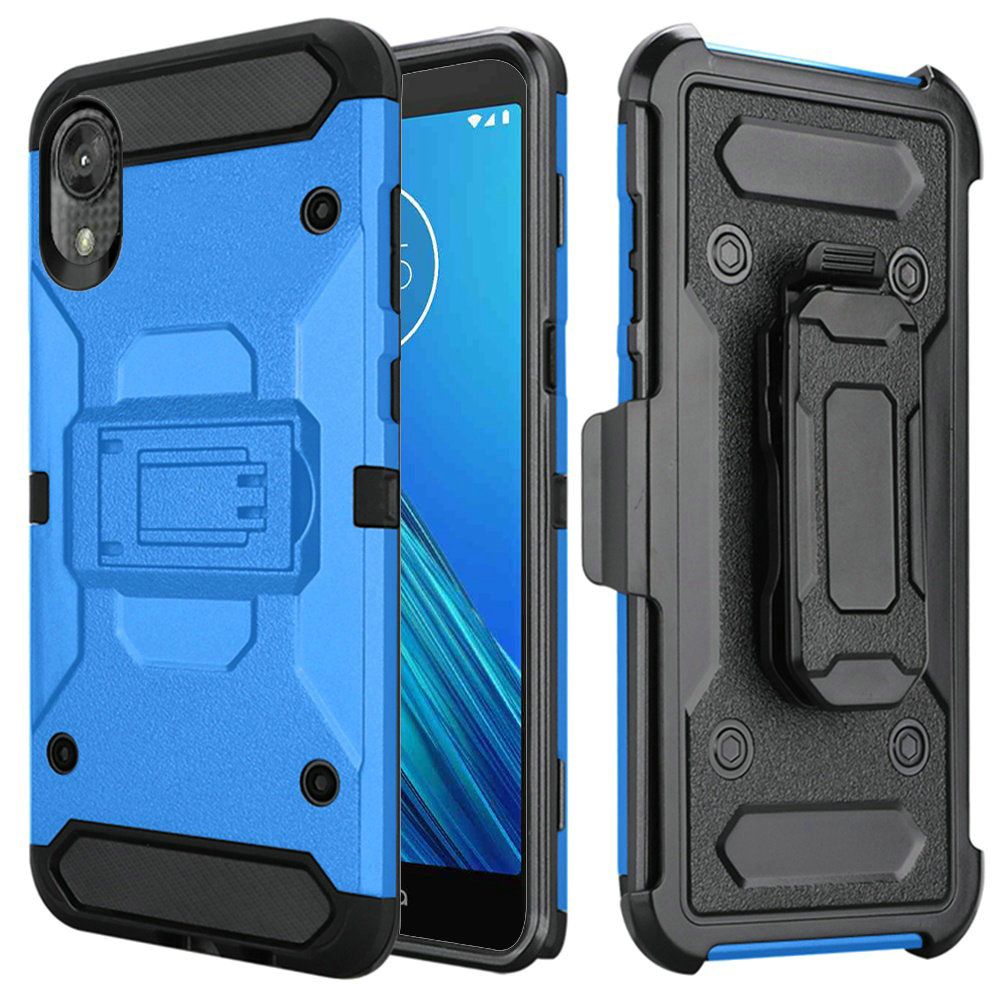 GSA Rugged Tactical Holster Case w/Kickstand for Moto E6 - Blue/Black