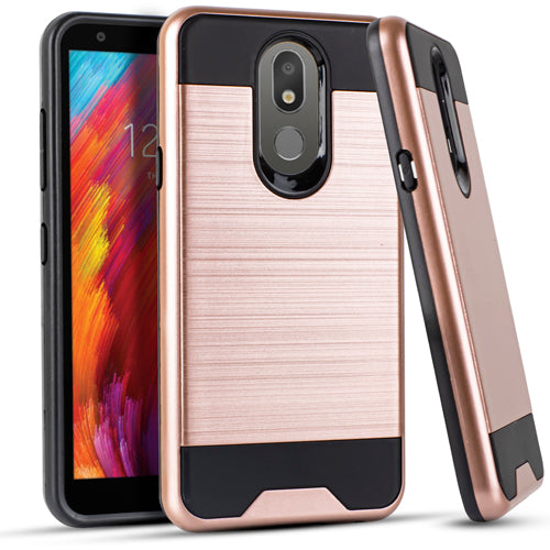 Emax Brushed Hybrid Case for LG Aristo 4 Plus - Rose Gold/Black